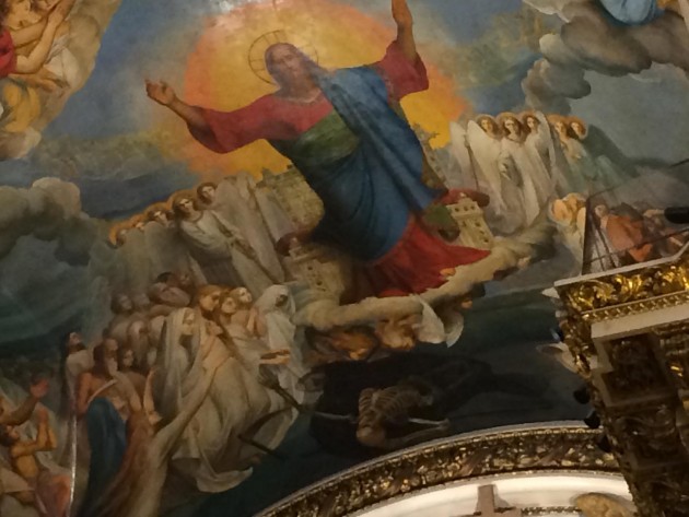 One of the frescos on the vaulted ceilings of St Isaacs Cathedral in St Petersburg. Picture: Caroline Hurry