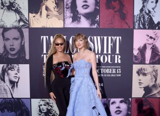 Beyonce and Taylor Swift at The Grove in Los Angeles, California for The Eras Tour Movie World Premiere – Getty Images