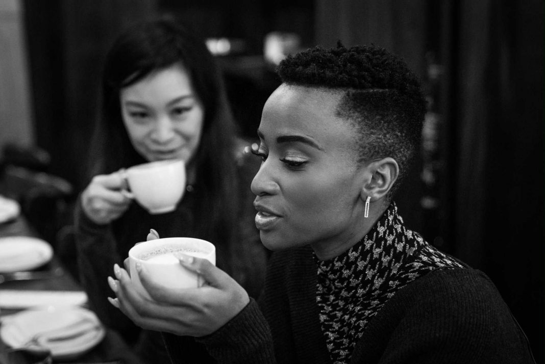 Miss Universe 2019 Zozibini Tunzi and Jen Su at a New York café. The beauty queen enjoys sipping on hot chocolate to keep warm during the winter chill. Photo: Hunter Peress.